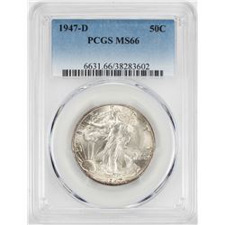 1947-D Walking Liberty Half Dollar Coin PCGS MS66