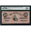 Image 1 : 1864 $50 Confederate States of America Note PMG 55EPQ