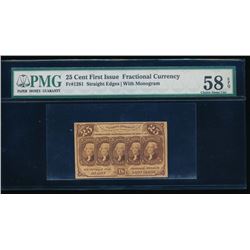 25 Cent First Issue Fractional Note PMG 58EPQ