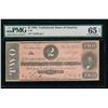Image 1 : 1864 $2 Confederate States of America Note PMG 65EPQ