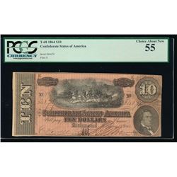 1864 $10 Confederate States of America Note PCGS 55