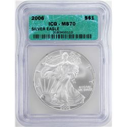 2006 $1 American Silver Eagle Coin ICG MS70