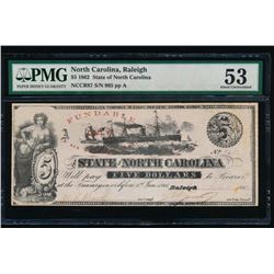 1862 $5 Raleigh NC Obsolete Note PMG 53