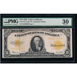 1922 $10 Gold Certificate PMG 30