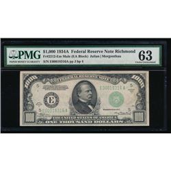 1934A $1000 Richmond Federal Reserve Note PMG 63