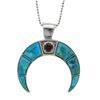 Image 1 : Sterling Silver Turquoise & Garnet Horn Pendant
