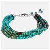 Image 1 : Sterling Silver Turquoise Bead Bracelet 7.5"