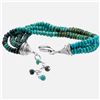 Image 2 : Sterling Silver Turquoise Bead Bracelet 7.5"