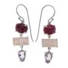 Image 1 : Silver Ruby Corundum & Gemstones Drop Earring