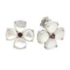 Image 1 : Silver White MOP & Garnet Flower Stud Earrings