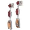 Image 2 : Silver Spiny, Agate & Chalcedony Drop Earrings