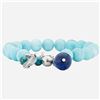 Image 1 : Silver Amazonite & Lapis Charm Bead Bracelet 7"