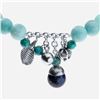 Image 2 : Silver Amazonite & Lapis Charm Bead Bracelet 7"