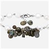 Image 2 : Silver Labradorite & Pearl Beaded Bracelet 8"