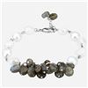 Image 3 : Silver Labradorite & Pearl Beaded Bracelet 8"