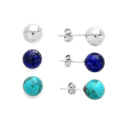 Set of 8mm Round Stud Earrings