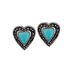 Genuine Marcasite Heart Earrings