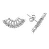Image 1 : Silver Tone CZ Wings Stud Earrings