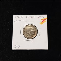 1937 D 3 Legged Buffalo Nickel
