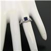 Image 5 : 18K White Gold Emerald Sapphire Bezel Solitaire Ring Band Set