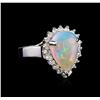 Image 1 : 3.15 ctw Opal and Diamond Ring - 14KT White Gold