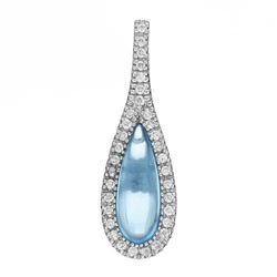 14k White Gold 3.00CTW Blue Topaz and Diamond Pendant, (I1/Sky Blue/G-H)