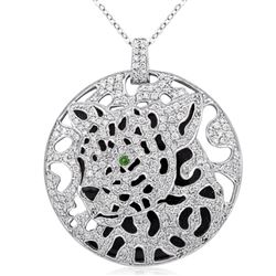 18k White Gold 2.48CTW Diamond and Emerald Pendant, (SI3-I1/H-I)