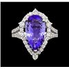 Image 2 : 3.73 ctw Tanzanite and Diamond Ring - 14KT White Gold