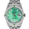 Image 1 : Rolex Mens Stainless Steel Green Mother Of Pearl Diamond Datejust Wristwatch