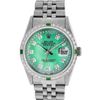 Image 2 : Rolex Mens Stainless Steel Green Mother Of Pearl Diamond Datejust Wristwatch