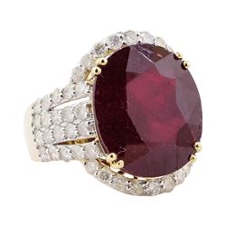 18.60 ctw Ruby and Diamond Ring - 14KT Yellow Gold