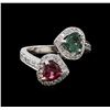 Image 2 : 1.24 ctw Tourmaline and Diamond Ring - 14KT White Gold