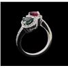 Image 4 : 1.24 ctw Tourmaline and Diamond Ring - 14KT White Gold