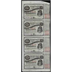 Uncut Sheet of (4) State of Louisiana Baby Bond Obsolete Notes