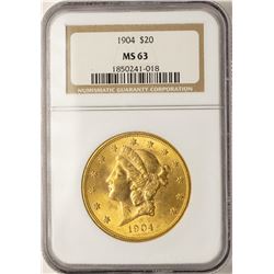 1904 $20 Liberty Head Double Eagle Gold Coin NGC MS63