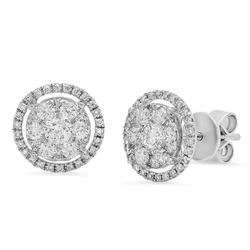 18k White Gold 0.90CTW Diamond Earrings, (SI1-SI2/G-H)