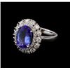 Image 1 : 3.16 ctw Tanzanite and Diamond Ring - 14KT White Gold