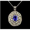 Image 1 : 14KT White Gold 2.27 ctw Tanzanite and Diamond Pendant With Chain