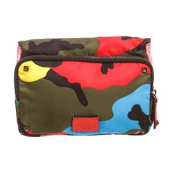 Valentino Psychedelic Camo Rockstud Nylon Leather Clutch Bag