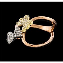 0.32 ctw Diamond Ring - 14KT Tri-Tone Gold