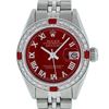 Rolex Ladies Stainless Steel Red Diamond & Ruby Datejust Wristwatch
