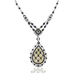 18k White Gold 8.53CTW Diamond and Black Diamonds Necklace, (SI2-SI3/I)