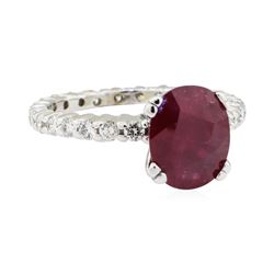 4.80 ctw Ruby and Diamond Ring - 14KT White Gold