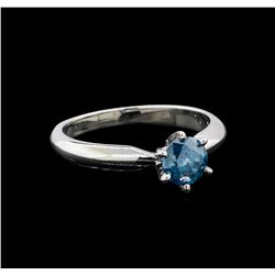 14KT White Gold 0.67 ctw Round Cut Fancy Blue Diamond Solitaire Ring