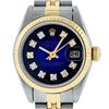Rolex Ladies 2 Tone 14K Blue Vignette Diamond 26MM Datejust Wristwatch
