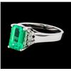 Image 1 : 2.17 ctw Emerald and Diamond Ring - 14KT White Gold