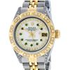 Image 1 : Rolex Ladies 2 Tone 14K MOP Emerald & Pyramid Diamond Diamond Datejust Wriswatch