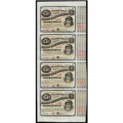 Uncut Sheet of (4) State of Louisiana Baby Bond Obsolete Notes