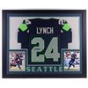 Image 2 : Marshawn Lynch Signed Seahawks 35x43 Custom Framed Jersey (Beckett Hologram)