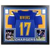 Image 1 : Philip Rivers Signed Los Angeles Chargers 35x43 Custom Framed Jersey (Beckett Hologram)